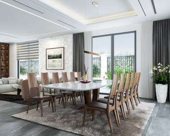 Bàn ăn 12 ghế gỗ óc chó cao cấp BA015